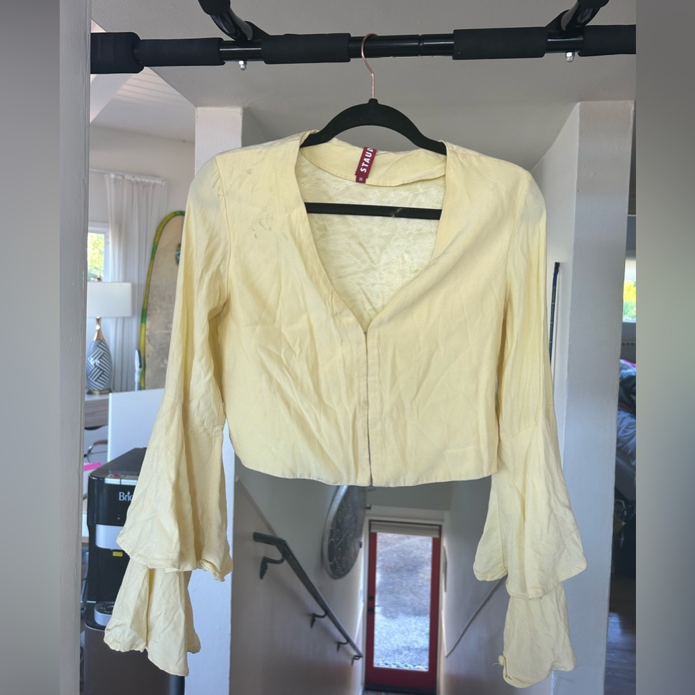 Staud yellow long sleeve crop top